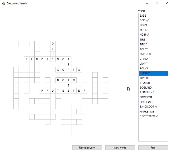 CrossWordSearch Windows Desktop Game