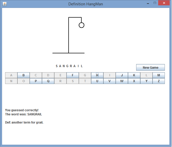 Definition HangMan Windows Desktop Game