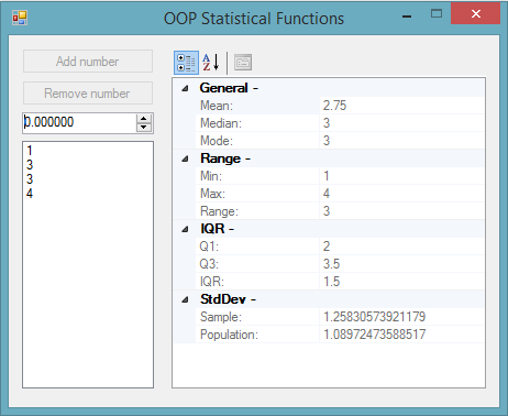 OOP Statistical Functions