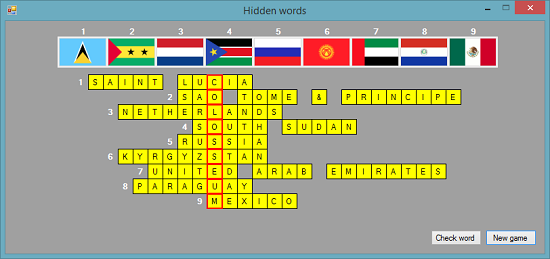 Hidden Words Windows Desktop Flags Game