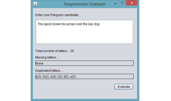 PanGram Evaluator - Windows Desktop Game