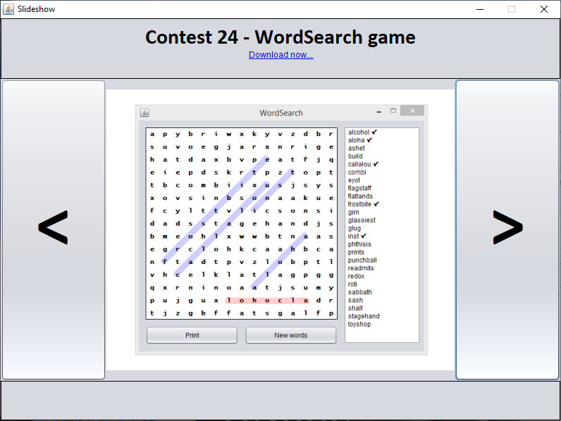 Java - Wordsearch Game