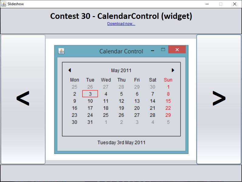 Java - CalendarControl (Widget)