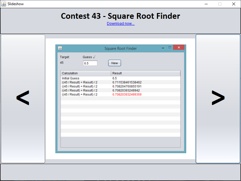 Java - Square Root Finder