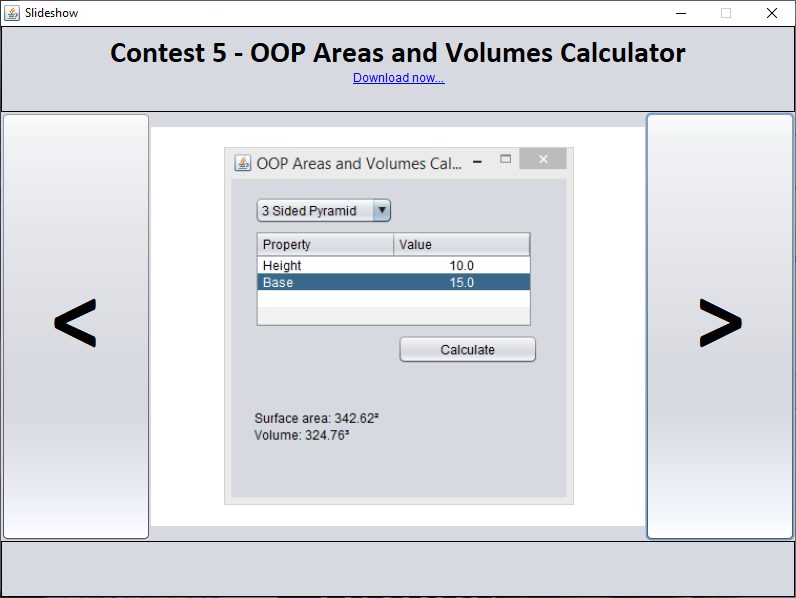 Java - OOP Areas and Volumes Calculator