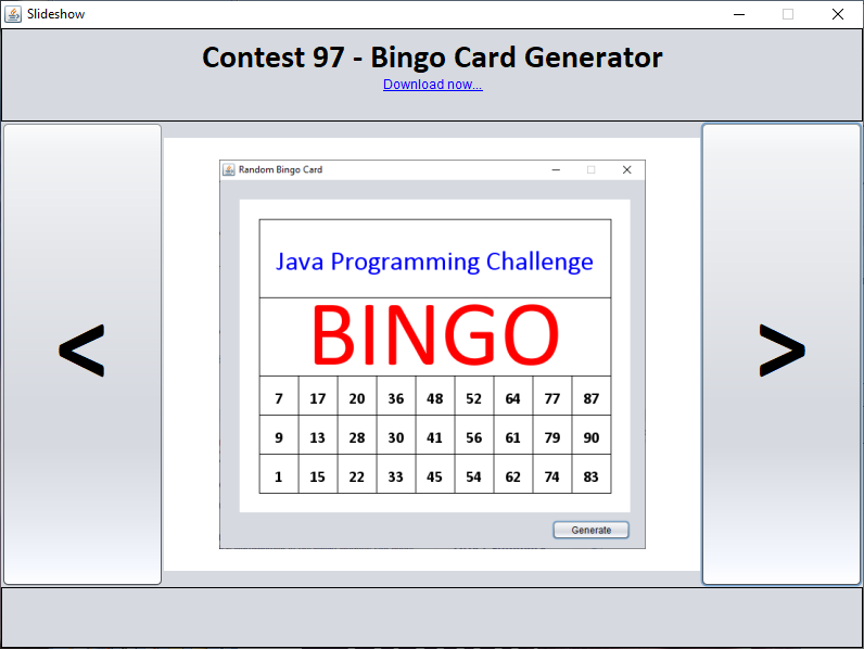 Java - Bingo Card Generator