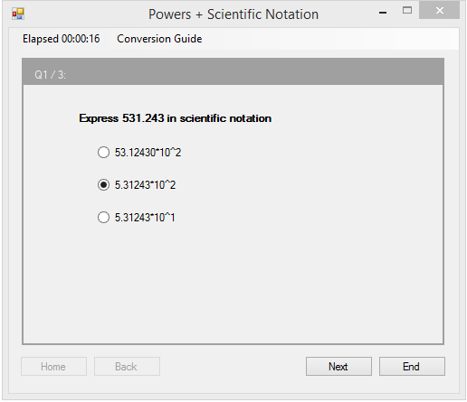 VB.Net - Powers and Scientific Notation quiz