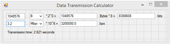 VB.Net - Data Transmission Calculator