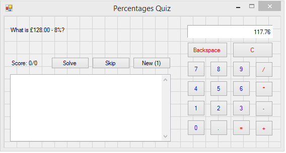 VB.Net - Percentages quiz