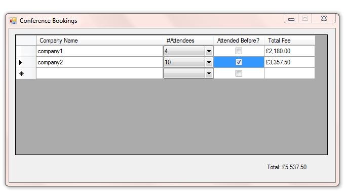 VB.Net - Conference Bookings Example